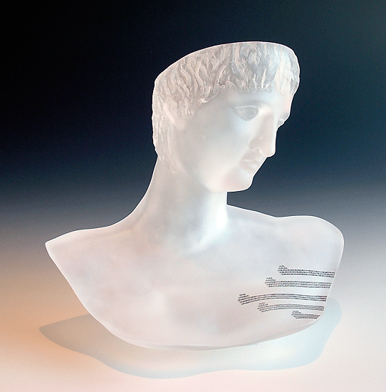 Glass art sculpture of Five Ages Of Pakeha by Sue Hawker
