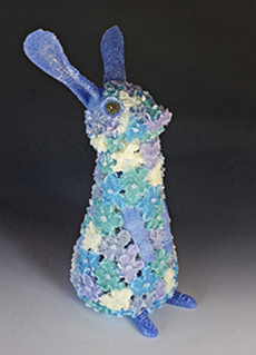 image of Fallen Up pate de verre sculpture made by Sue Hawker