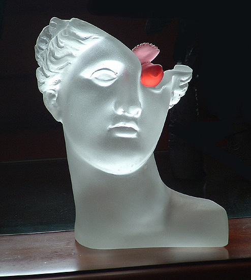 Glass art sculpture of Time Traveller by Sue Hawker